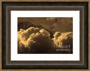 Fine Art and Photography Framed Prints, Canvas Prints, Metal and Acrylic Prints animal, animals, bird, birds, avian, aviary, hawk, hawks, red-tailed hawk, red-tailed hawks, red tailed hawk, red tailed hawks, red tail hawk, red tail hawks, redtail hawk, redtail hawks, raptor, raptors, bird of prey, birds of prey, talon, talons, bird in flight, birds in flight, bif, yosemite, cloud, clouds, mountain, mountains, sepia, dream, dreams, surreal, surrealism, flight, fly, flying, soar, soaring, nature, wildlife, wilderness, forest, gold, golden, wing chee tong, wingsdomain