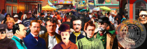 famous,people,famous people,celebrity,celebrities,amusement park,amusement,park,parks,fair,fairs,carnival,side show,sideshow,crowd,crowds,portrait,portraits,butch cassidy,charlie chaplin,edgar allan poe,raven,ravens,madame curie,black bart,lizzie borden,frankenstein,bach,b movie,b,movie,movies,b movies,hollywood,summer,bright,colorful,happy,fun,funny,humor,humorous,surreal,surrealism,fantasy,whimsical,moon,creative,long,wide,size,sizes,wing chee tong,wing tong,wingsdomain