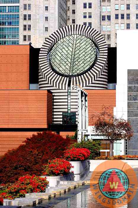 san francisco museum of modern art, sfmoma, san francisco, bay area, bayarea, yerba buena garden, mario botta, architecture, museum, museums, art museum, art museums, buildings, cityscape, modern art, fountain, fountains, wing tong, wingsdomain