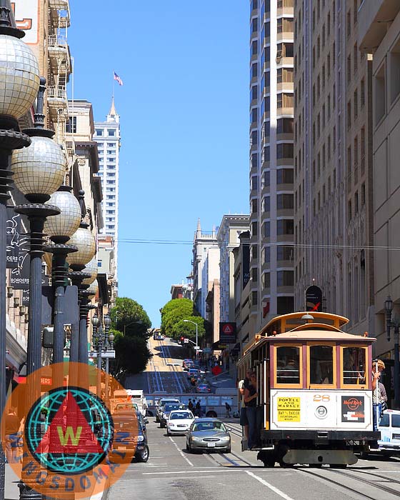 powell street, street light, street lights, flag, flags, track, tracks, cablecar, cablecars, cable car, cable cars, trolley, trollies, bus, buses, streetcar, streetcars, building, building, buildings, architecture, highrise, highrise building, high rise buildings, kearney street, sf, san francisco, city, cities, california, big city, big cities, urban, metro, metropolitan, metropolis, cityscape, downtown, bay area, bayarea, wing tong, wings domain, wingsdomain