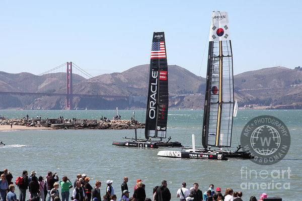 san francisco, sf, sanfrancisco, bayarea, bay area, san francisco bay, bay, transportation, sail, sails, boat, boats, sailboat, sailboats, sail boat, sail boats, americas cup, america's cup, international americas cup, iacc, americas cup sailboat, americas cup sailboats, race, racing, fast, catamaran, usa, california, ca, marina, 2012, 2013, yacht, oracle racing team, team usa, 4, spithill, blue, american flag, korea, team korea, white tiger, korea flag, flag, flags, bridge, bridges, golden gate bridge, people, crowd, wing tong, wingsdomain