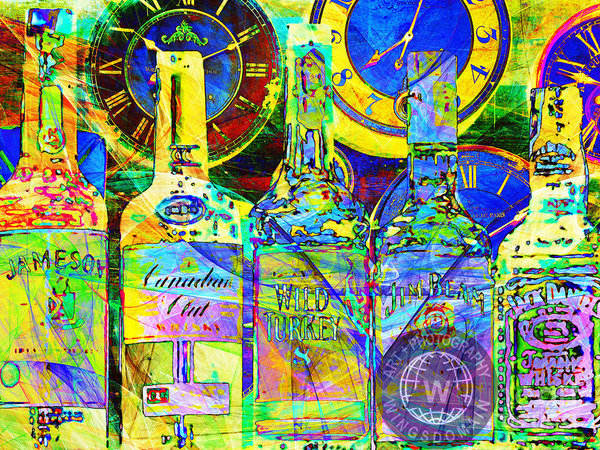 canadian club,wild turkey,jim beam,jack daniels,whiskey,whiskeys,whiskies,whisky,scotch,irish whiskey,whiskey bottle,whiskey bottles,jameson irish whiskey,bottle,bottles,alcohol,alcohols,alcoholic,alcoholic beverage,beverage,beverages,alcoholic beverages,drink,drinks,andy warhol,warhol,pop,pop art,popart,kitsch,kitschy,whimsical,modern,contemporary,party,dui,pub,pubs,bar,bars,bartender,speakeasy,prohibition,celebration,drunk,liquor,liqueur,watercolor,clock,clocks,time,wing tong,wingsdomain