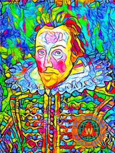wingsdomain,celebrity,celebrities,william shakespeare,william,shakespeare,english,english poet,play,plays,romeo,and,juliet,romeo and juliet,hamlet,king lear,othello,macbeth,romantic,romantics,love,love story,love stories,theater,theaters,theatrical,poetry,poet,poets,poem,poems,writer,writers,author,authors,dream,fantasy,fun,happy,cheerful,modern,contemporary,kitsch,portrait,portraits,mustache,vintage,classic,classics,classical,people,face,faces,bright,color,colorful,vibrant,whimsical,wing tong