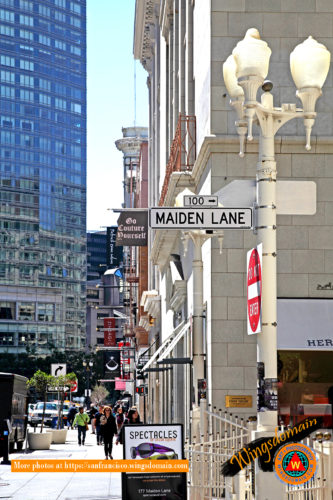 wingsdomain,san francisco,sf,sanfrancisco,ca,california,bayarea,bay area,red,light,district,downtown,city,cityscape,urban,financial district,shopping,shops,shop,department store,department stores,architecture,building,buildings,maiden lane,street,streets,famous street,famous streets,lamp,street lamp,street lamps,gate,gates,store,stores,hotel,hotels,4 seasons hotel,four seasons,four seasons hotel,street sign,street signs,sign,signs,and,the,wing tong