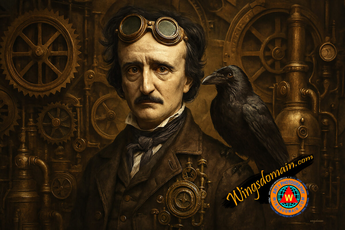 wingsdomain,edgar,allan,alan,allen,poe,edgar allan poe,raven,ravens,steampunk,steam,punk,power,victorian,machine,machines,alternate,universe,history,invention,inventions,science,fiction,scifi,gear,gears,with,goggle,goggles,sprocket,sprockets,poetry,poets,poems,writer,author,goth,halloween,dark,surreal,surrealism,dream,dreams,fantasy,humor,humorous,fun,funny,portrait,portraits,history,old,vintage,classic,nostalgia,nostalgic,kitsch,whimsical,satire,bright,color,colorful,the,and,wing tong