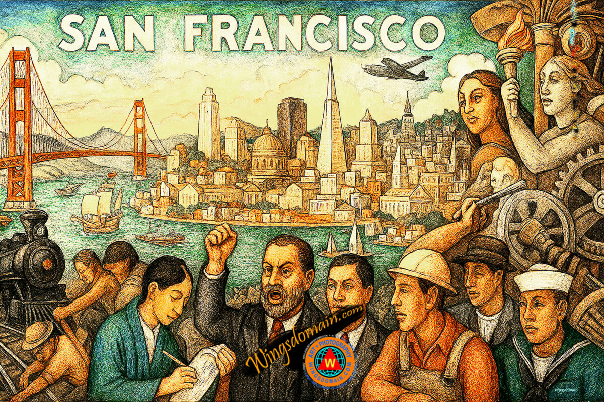 wingsdomain,san francisco,california,bay area,california,golden,gate,bridge,fishermans,fishermens,wharf,wharfs,alcatraz,island,rock,prison,coit,tower,pier 39,castro,cable,car,ghirardelli,union,square,skyline,dungeness,crab,seafood,restaurant,embarcadero,tourist,attraction,tourism,diego,rivera,mural,murals,wpa,society,inequality,mexico,mexican,political,marxism,capitalism,history,historic,historical,old,vintage,nostalgic,nostalgia,colorful,vibrant,bright,contemporary,modern,and,the,wing tong