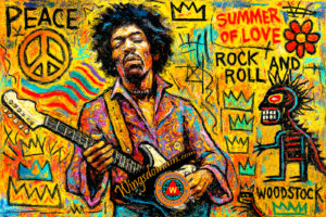 wingsdomain,jimi,hendrix,electric,guitar,player,players,rock,roll,rock and roll,psychedelic,psychedelics,60s,1960s,sixties,flower,child,acid,trip,sex,drug,drugs,hippy,hippie,musician,music,woodstock,festival,1969,summer of love,love,peace,black,african,american,americans,hey,joe,foxy,lady,purple,haze,voodoo,child,jean,michel,basquiat,neo-expressionism,brutalism,graffiti,samo,manhattan,society,social,statement,nostalgic,nostalgia,colorful,vibrant,bright,contemporary,modern,and,the,wing tong