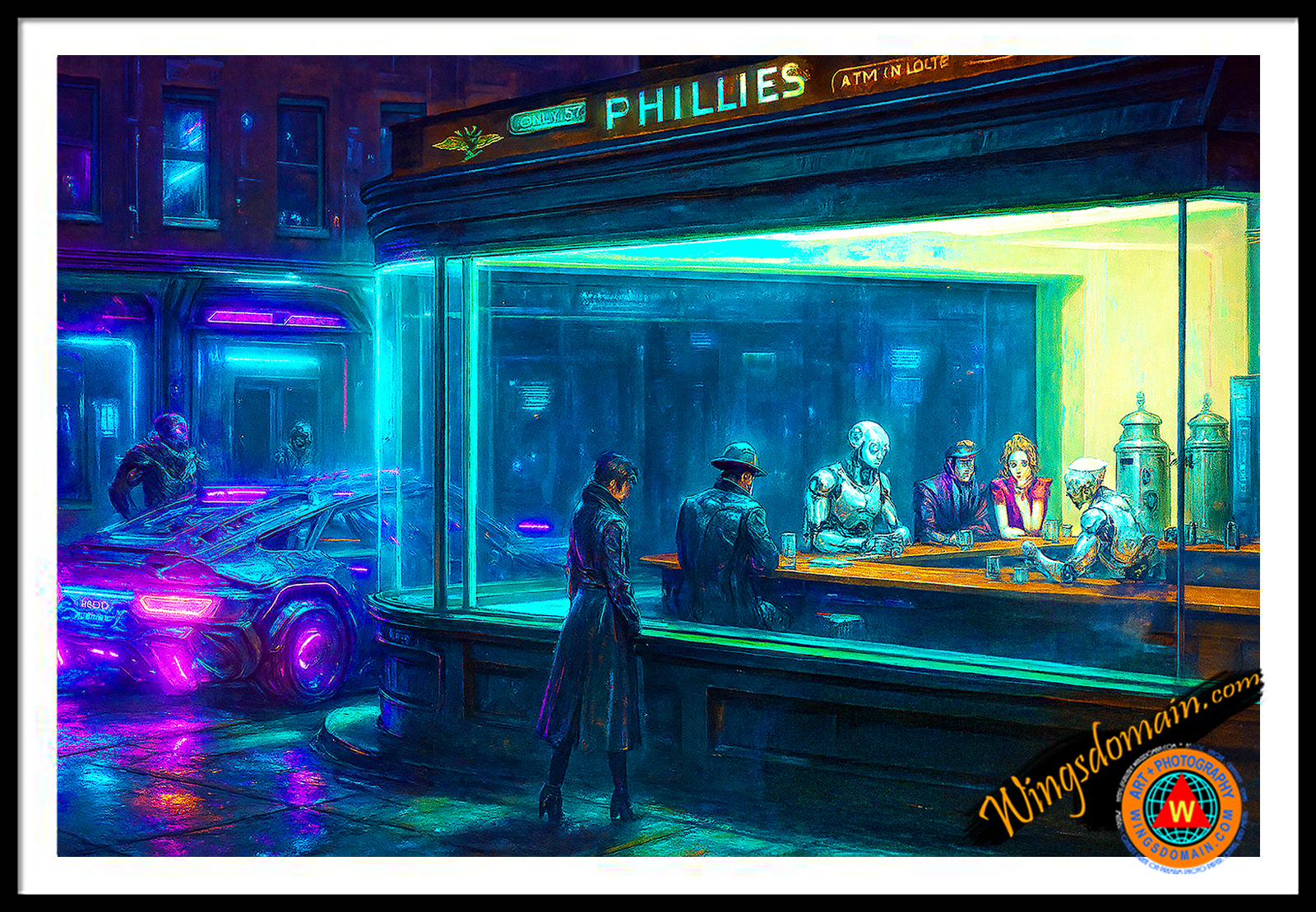 wingsdomain,edward hopper,edward,hopper,night,hawks,hawk,nighthawks,nighthawk,blade,runner,bladerunner,neo,noir,cyberpunk,future,futuristic,scifi,science,fiction,neon,light,lights,multiverse,fantasy,pop,popular,culture,american,america,americana,landscape,streetscape,life,melancholy,melancholic,reflective,diner,dinner,diners,manhattan,greenwich village,new york,restaurant,restaurants,nightlife,life,philly,phillies,coffee,shop,house,relax,calm,color,colorful,modern,contemporary,the,and,wing tong