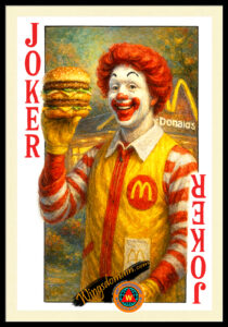 wingsdomain,ronald,mcdonald,mcdonalds,mascot,fast,junk,food,hamburger,hamburgers,burger,burgers,french,fries,big,mac,bigmac,quarter,pounder,mcnuggets,joker,jokers,wild,clown,clowns,court,jester,jesters,bower,prank,prankster,royalty,deck,decks,deck of,play,playing,card,cards,poker,pokers,texas,holdem,hold em,blackjack,gamble,gambling,gambler,gamblers,casino,casinos,las,vegas,reno,mgm,grand,mark,tropicana,caesars,palace,marage,mandalay,bay,flamingo,bellagio,luxor,contemporary,and,the,wing tong