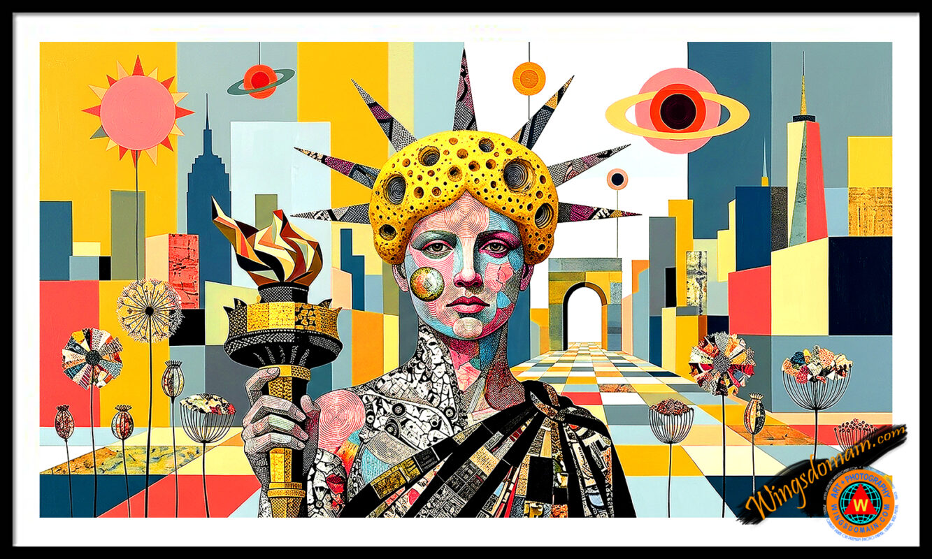 wingsdomain,new york,statue of liberty,freedom,lady,manhattan,times,square,big,apple,east,coast,broadway,nyc,surreal,surrealism,abstract,abstraction,expressionism,salvador,dali,collage,cubism,modern,contemporary,state,capitol,capital,one,world,trade,center,tower,911,chevron,empire,state,building,chrysler,city,metropolis,metropolitan,cityscape,skyline,tall,big,building,buildings,urban,urbanism,vacation,tourist,attraction,tourism,history,historical,colorful,vibrant,bright,and,the,wing tong