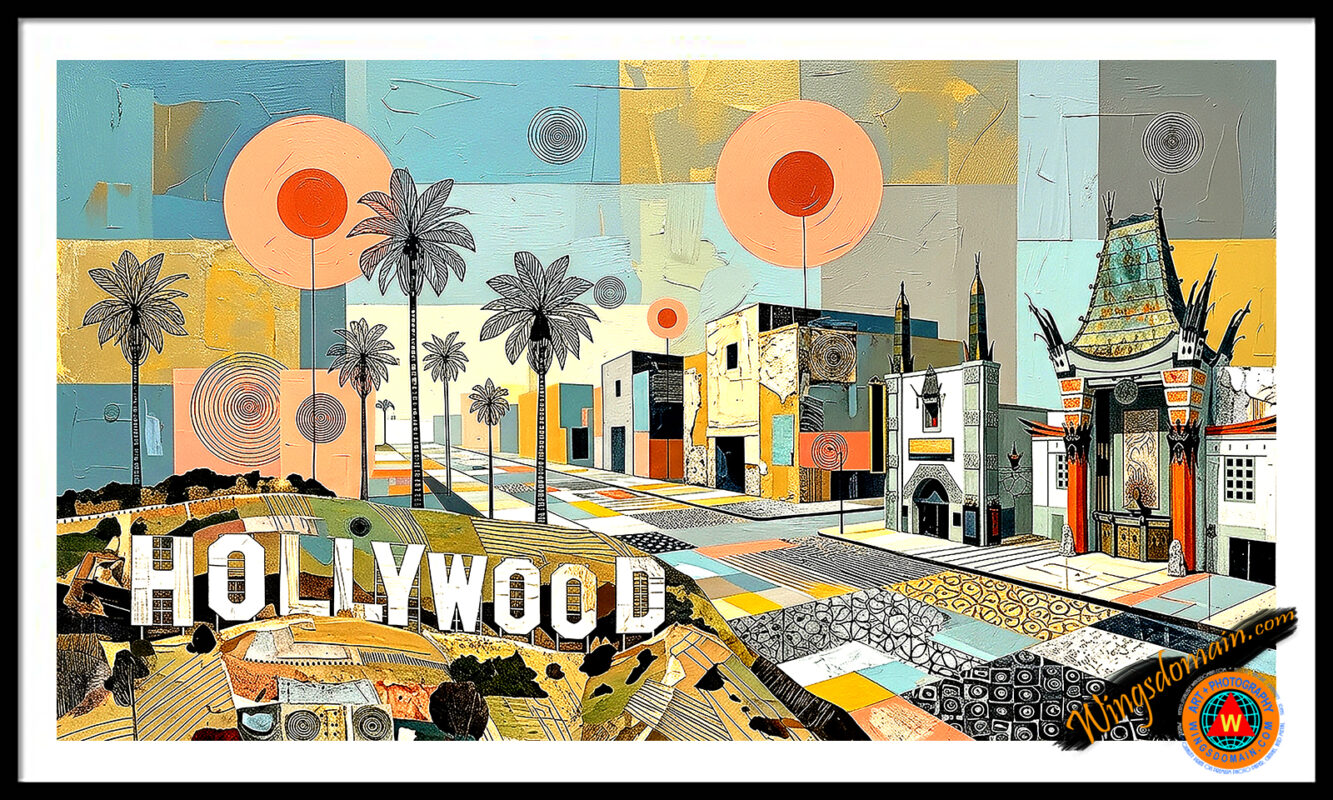 wingsdomain,hollywood,southern,california,socal,hill,hills,sign,signs,boulevard,blvd,movie,movies,film,films,star,stars,actor,actors,actress,actresses,acting,academy,award,walk,of fame,tcl,graumans,chinese,theatre,theater,universal,studios,silver,screen,cinema,television,los angeles,golden,age,tourist,tourism,surreal,surrealism,abstract,abstraction,expressionism,salvador,dali,collage,cubism,modern,contemporary,history,historical,colorful,vibrant,bright,and,the,wing tong
