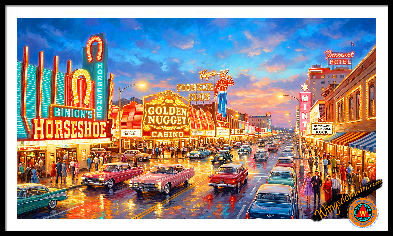 wingsdomain,las,vegas,nevada,gamble,gambling,casino,casinos,sign,golden,nugget,mint,fremont,sassy,sallys,pioneer,club,bellagio,luxor,paris,mandalay,bay,flamingo,sands,venetian,mgm,grand,caesars,palace,hotel,hotels,neon,light,lights,blackjack,poker,americana,ideal,idyllic,tranquil,dream,dreamy,picturesque,life,living,innocent,innocence,calm,peaceful,quiet,thomas,kinkade,kincade,kincaid,nostalgia,nostalgic,old,vintage,happy,bright,color,colorful,vibrant,contemporary,modern,and,the,wing tong