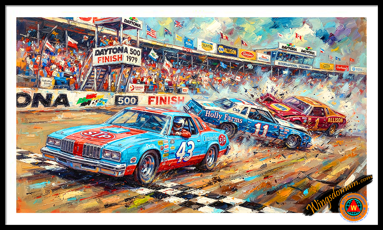 wingsdomain,daytona,500,nascar,stock,stockcar,beach,florida,500,miles,speedway,great,american,richard,petty,king,number,no,43,blue,red,superbird,oldsmobile,442,cup,series,donnie,allison,alabama,gang,1,maroon,red,cale,carl,yarborough,11,blue,white,good,old,ol,ole,boy,boys,redneck,motorsport,motorsports,racecar,race,car,cars,autombile,fast,vehicle,sportscar,sportscars,history,historical,old,classic,contemporary,modern,abstract,colorful,bright,action,pop,popular,culture,the,and,wing tong