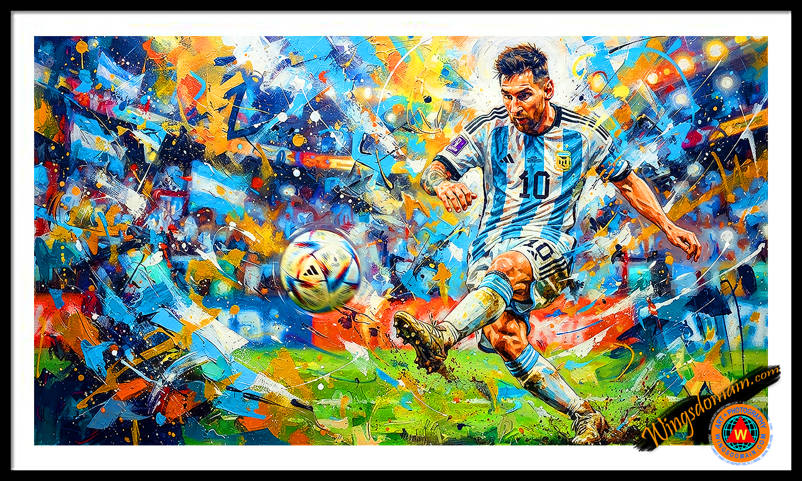 wingsdomain,international,2026,world,cup,fifa,soccer,foot,ball,football,lionel,messi,argentina,cristiano,ronaldo,portugal,france,spain,england,norway,erling,haaland,neo-expressionism,dynamic,action,sport,sports,champs,championship,goat,metlife,stadium,new jersey,new york,san francisco,bay area,san jose,los angeles,miami,philadelphia,seattle,uruguay,jules,rimet,icon,icons,iconic,hero,heroes,mancave,fandom,playoff,collectible,men,color,colorful,classic,history,historic,vibrant,and,the,wing tong