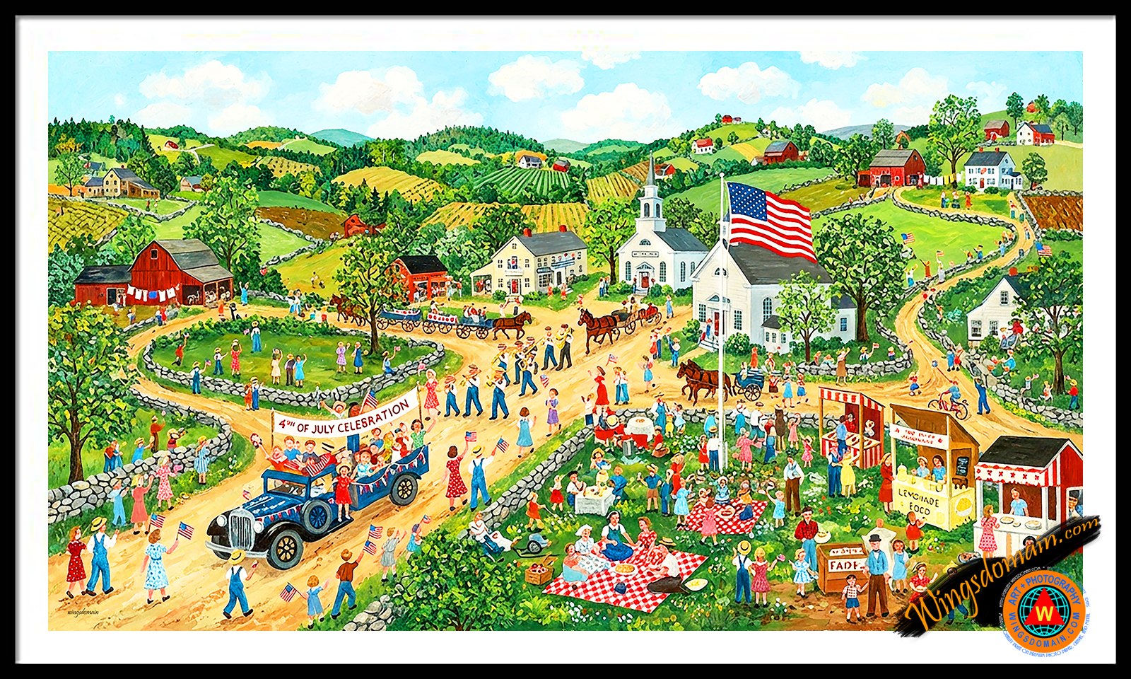 wingsdomain,anna,mary,robertson,grandma,moses,fourth,of,july,4th,independence,day,parade,neighbors,friendly,friends,landscape,farmer,farm,barn,ranch,orchard,backroad,backroads,rural,countryside,country,living,life,lives,family,community,hill,hills,hilly,pastoral,ideal,idyllic,quaint,charming,simple,cheerful,happy,america,americana,naive,primitive,regional,regionalist,regionalism,folk,art,fairytale,storybook,folklore,vintage,old,colorful,nostalgic,nostalgia,contemporary,and,the,wing tong