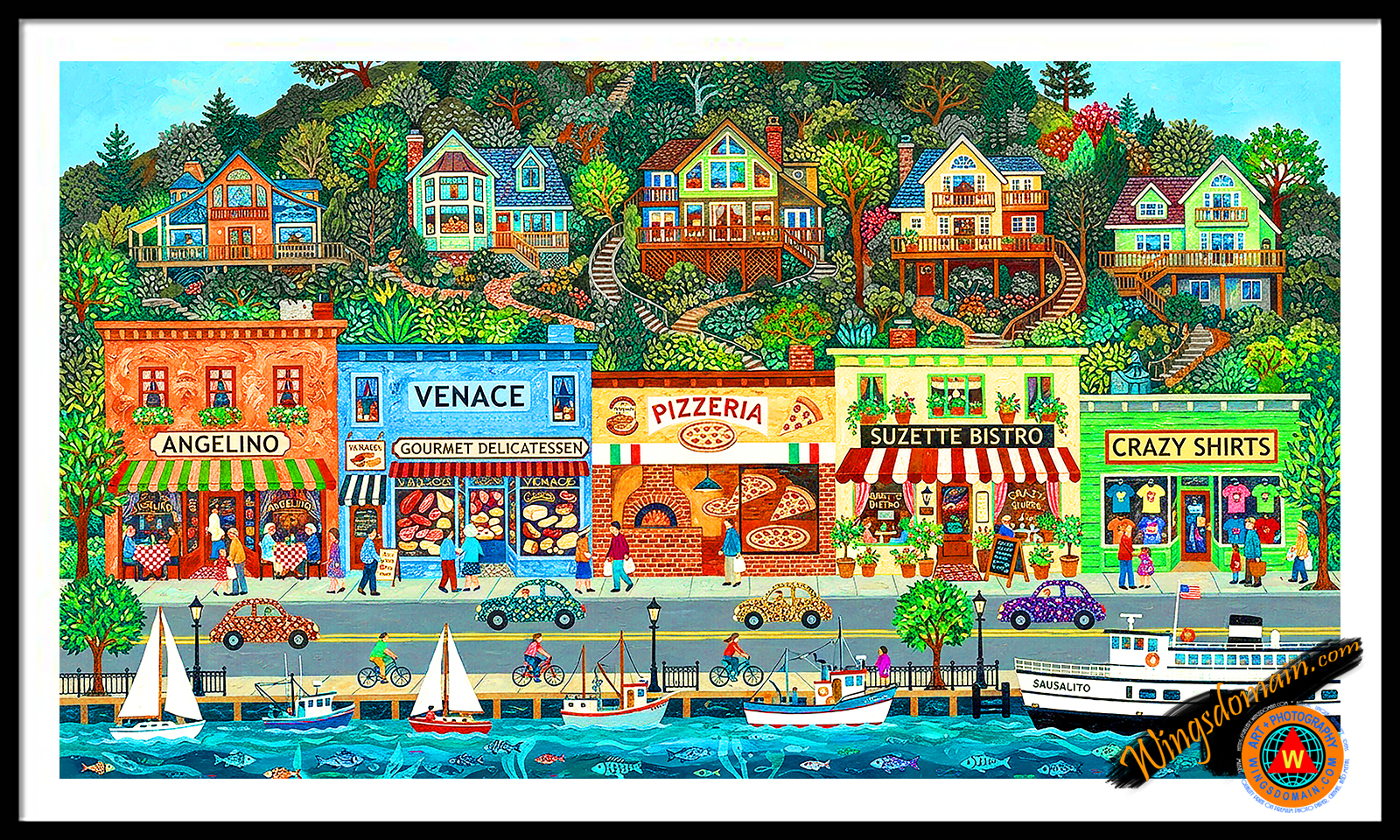 wingsdomain,sausalito,bridgeway,marin,county,mill,valley,bay,area,angelino,venace,gourmet,delicatessen,pizzeria,suzette,bistro,crazy,shirts,shirt,small,town,towns,coastal,restaurant,quaint,cute,shop,store,storefront,storefronts,waterfront,naive,primitive,regionalism,folk,art,anna,mary,robertson,grandma,moses,bohemian,ideal,idyllic,quaint,charming,simple,america,americana,fairytale,storybook,folklore,whimsical,nostalgia,nostalgic,fun,funny,happy,cheerful,colorful,contemporary,and,the,wing tong