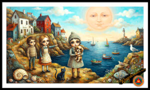 wingsdomain,nautical,maritime,adventure,peninsula,coastal,coast,europe,european,mediterranean,beach,whimsical,surreal,fun,funny,happy,cheerful,contemporary,kid,kids,children,childhood,cute,quaint,adorable,charming,fantasy,fairytale,story,storybook,enchantment,enchanting,enchanted,magical,folk,big,eyes,positano,lighthouse,fishing,boat,boats,boating,cottage,sun,sunny,small,town,towns,village,carmel,sausalito,maine,cape,cod,monterey,medocino,bodega,bay,colorful,vibrant,bright,and,the,wing tong