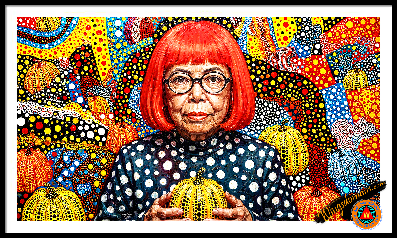 wingsdomain,yayoi,kusama,matsumoto,japanese,tokyo,japan,fashion,polka,dot,dots,hallucination,hallucinogenic,psychedelic,60s,landscape,fantasia,escape,whimsical,avant-garde,fantasy,dream,dreams,pumpkin,pumpkins,bulbous,motif,motifs,infinity,net,nets,mirror,room,rooms,cosmic,cosmos,kaleidoscope,artist,artists,painter,andy,warhol,pop,popular,culture,cult,icon,color,colorful,nostalgia,nostalgic,surreal,surrealist,surrealism,symbolism,modern,modernism,contemporary,history,historical,the,and,wing tong