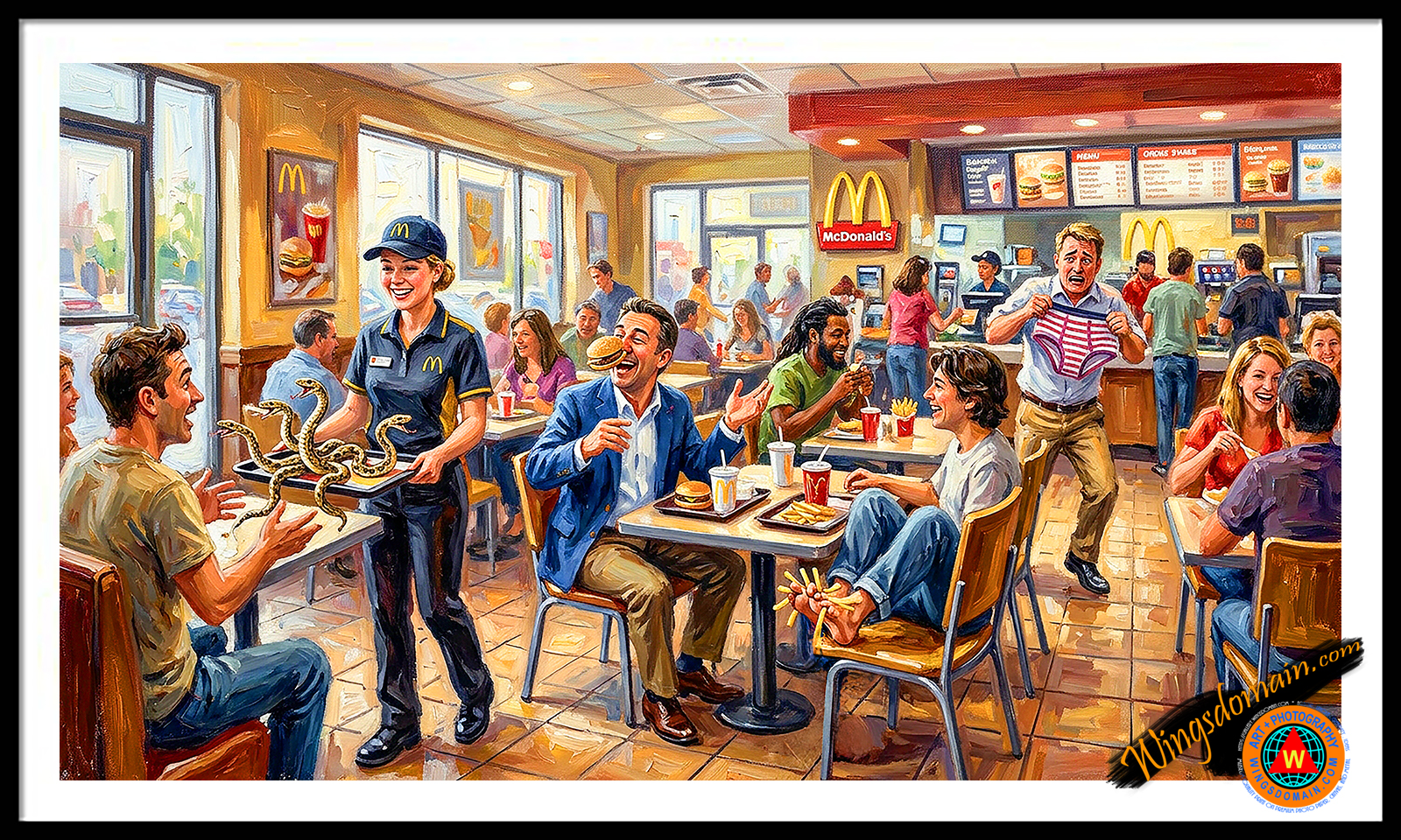 wingsdomain,ronald,mcdonald,mcdonalds,golden,arch,arches,fast,junk,food,chain,restaurant,childhood,naughty,jingle,parody,satire,humor,funny,fun,innocence,rattlesnake,nose,between,toes,underwear,double,cheese,hamburger,hamburgers,burger,burgers,cheeseburger,french,fries,big,mac,bigmac,quarter,pounder,mcnuggets,mcchicken,egg,mcmuffin,filet-o-fish,happy,meal,mcflurry,mccafe,soda,coca,cola,coke,dr pepper,ketchup,contemporary,modern,nostalgia,nostalgic,pop,popular,culture,cult,the,and,wing tong